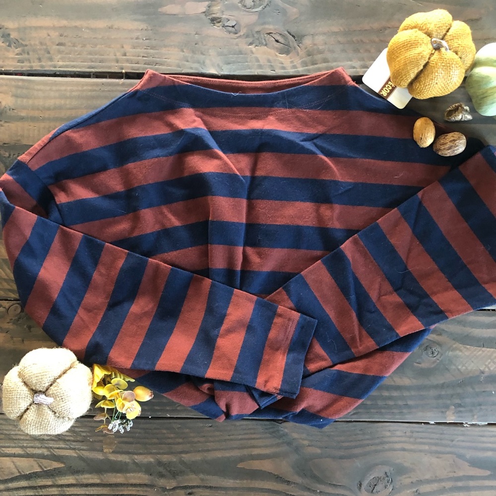 Dark orange and blue mock neck sweater